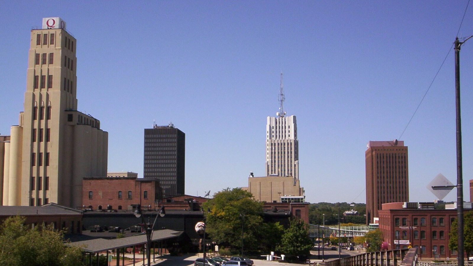 The downtown Akron, Ohio skyline seen from the north